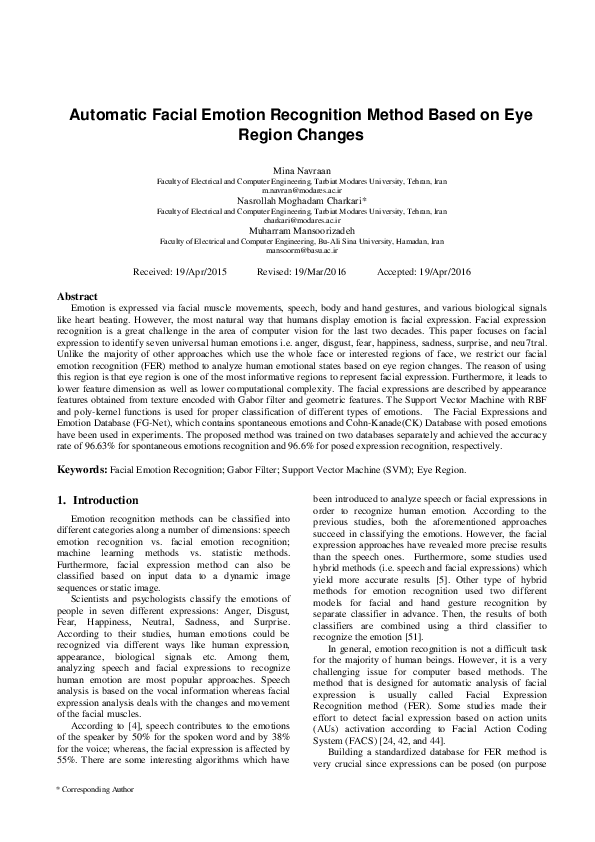 (PDF) Automatic Facial Emotion Recognition Method Based on Eye Region ...