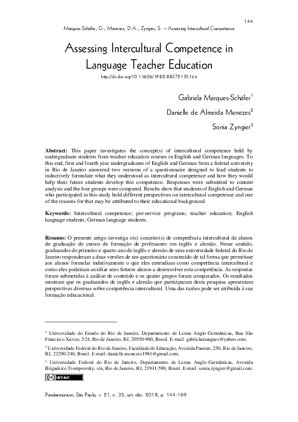 (PDF) Assessing Intercultural Competence in Language Teacher Education