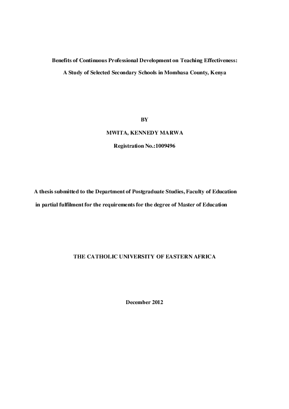 (PDF) Benefits of Continuous Professional Development on Teaching ...