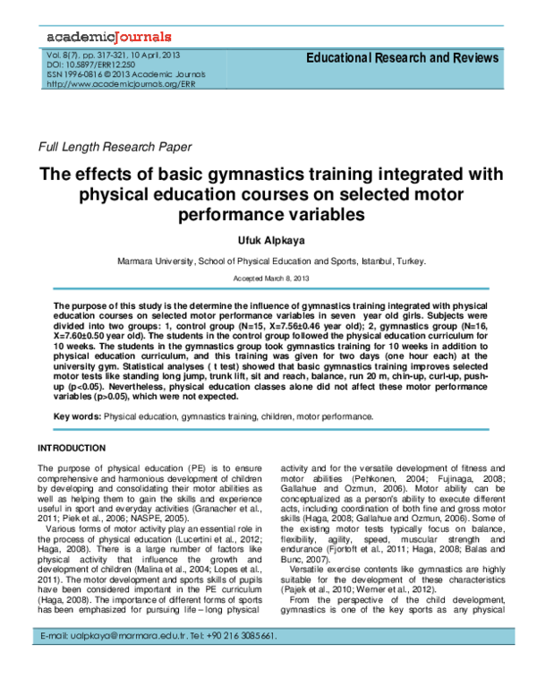 (PDF) The effects of basic gymnastics training integrated with physical ...