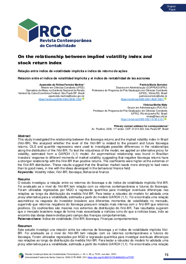 (PDF) On the relationship between implied volatility index and stock ...