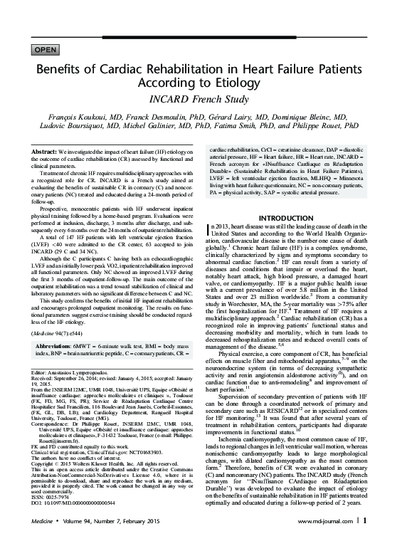(PDF) Benefits of Cardiac Rehabilitation in Heart Failure Patients ...