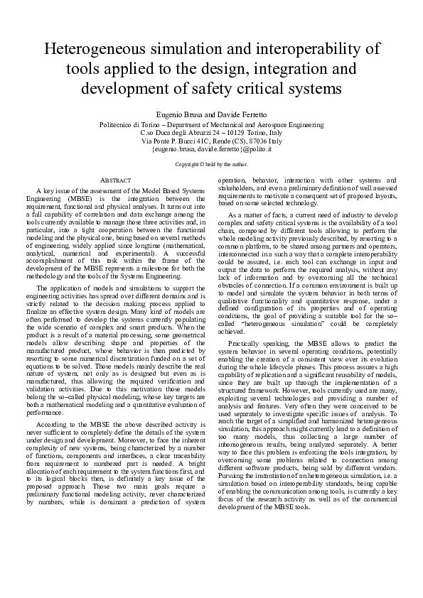 (PDF) Heterogeneous Simulation and Interoperability of Tools Applied to ...