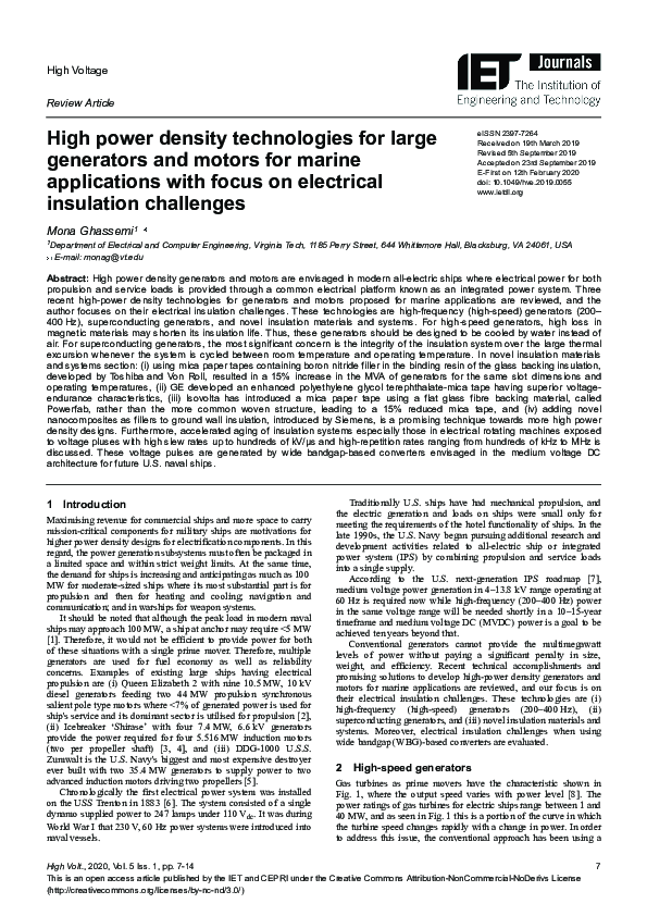 (PDF) High power density technologies for large generators and motors ...