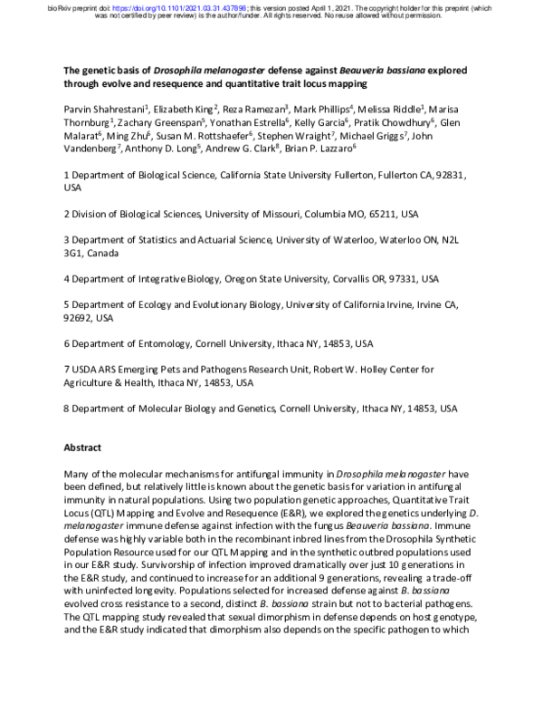 (PDF) The genetic basis ofDrosophila melanogasterdefense ...