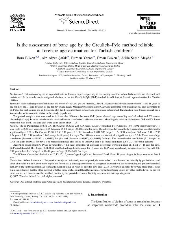 (PDF) Is the assessment of bone age by the Greulich–Pyle method ...