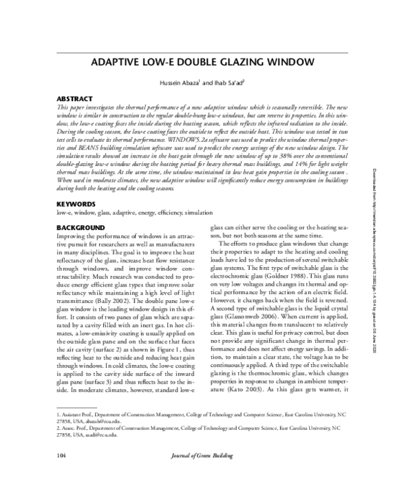 (PDF) Adaptive Low-e Double Glazing Window