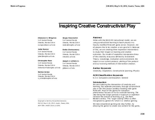 (PDF) Inspiring Creative Constructivist Play