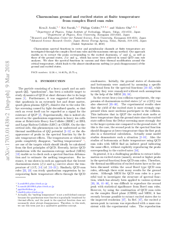 (PDF) Charmonium ground and excited states at finite temperature from ...