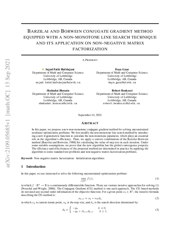 (PDF) Barzilai and Borwein conjugate gradient method equipped with a ...