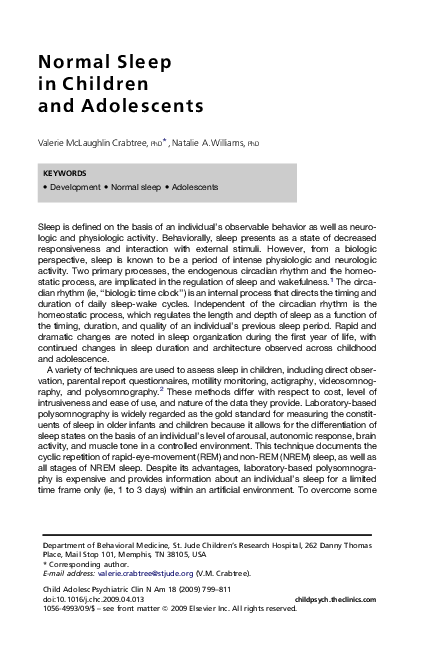 (PDF) Normal Sleep in Children and Adolescents