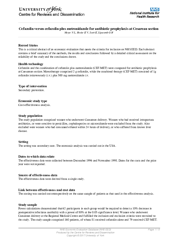 (PDF) Cefazolin versus cefazolin plus metronidazole for antibiotic