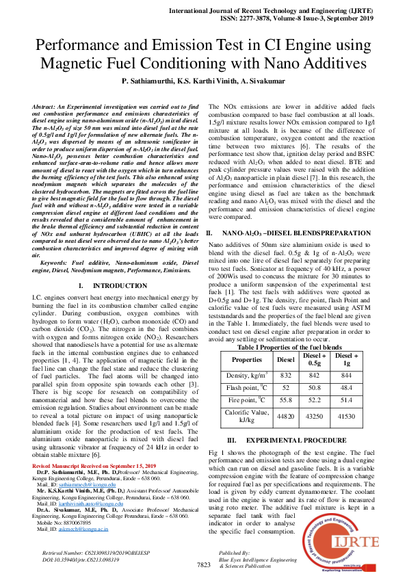 (PDF) Performance and Emission Test in CI Engine using Magnetic Fuel ...