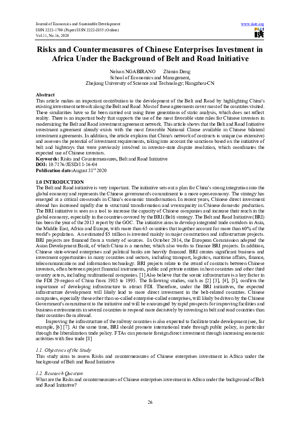 (PDF) Risks and Countermeasures of Chinese Enterprises Investment in ...