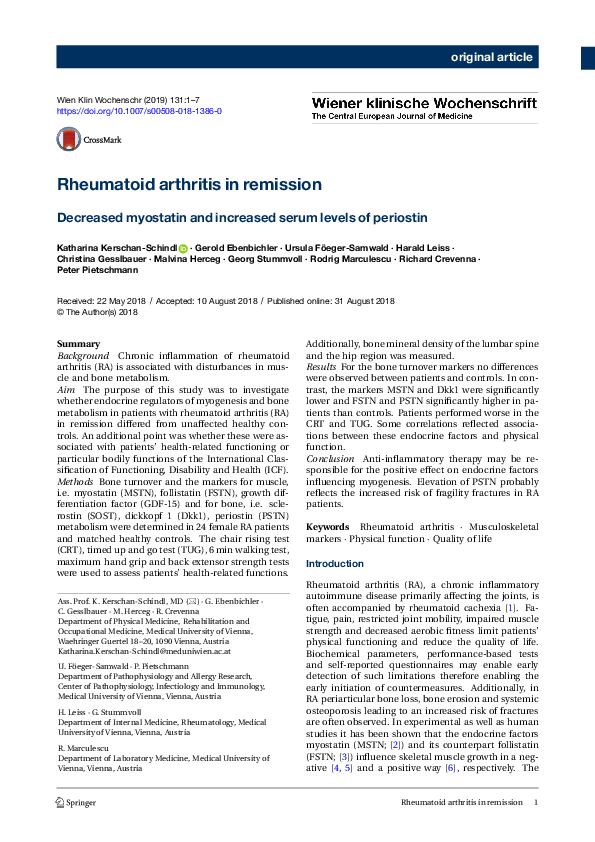 (PDF) Rheumatoid arthritis in remission