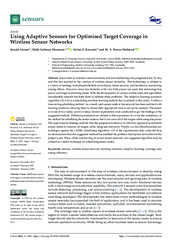 (PDF) Using Adaptive Sensors for Optimised Target Coverage in Wireless ...