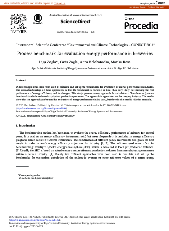 (PDF) Process Benchmark for Evaluation Energy Performance in Breweries