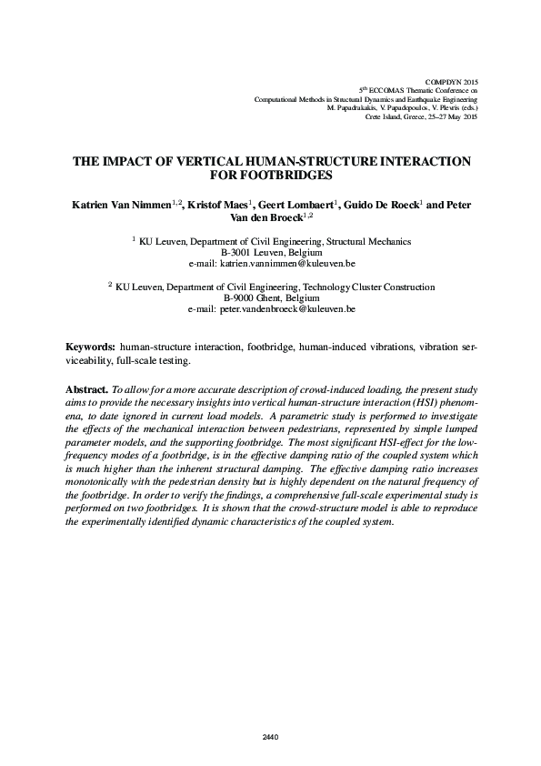 (PDF) The Impact of Vertical Human-Structure Interaction for Footbridges