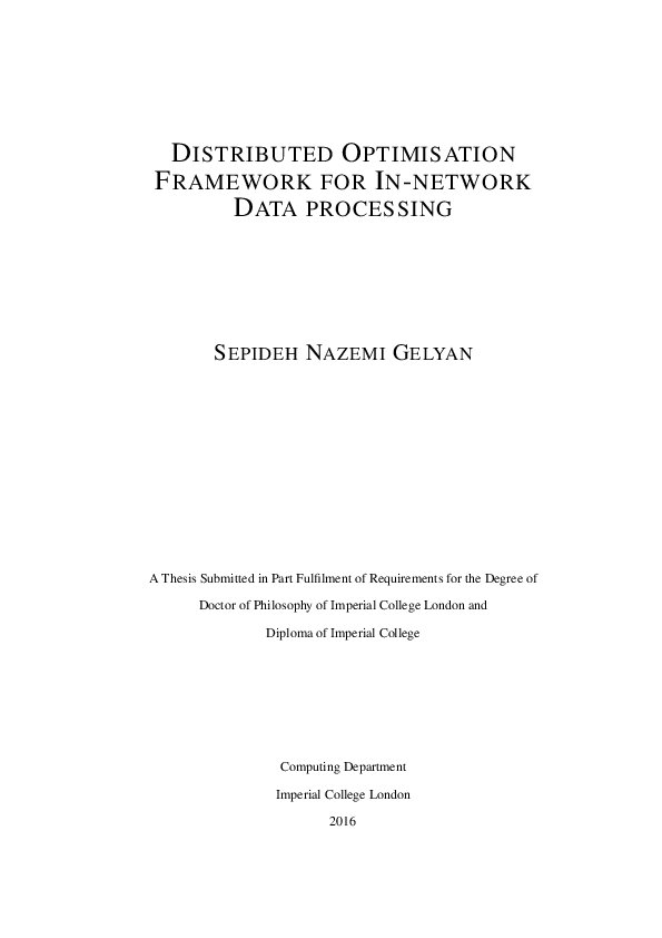 (PDF) Distributed optimisation framework for in-network data processing