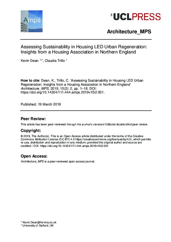 (PDF) Assessing Sustainability in Housing LED Urban Regeneration ...