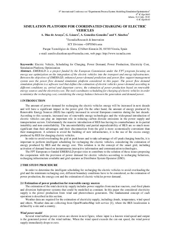 (PDF) Simulation Platform for Coordinated Charging of Electric Vehicles