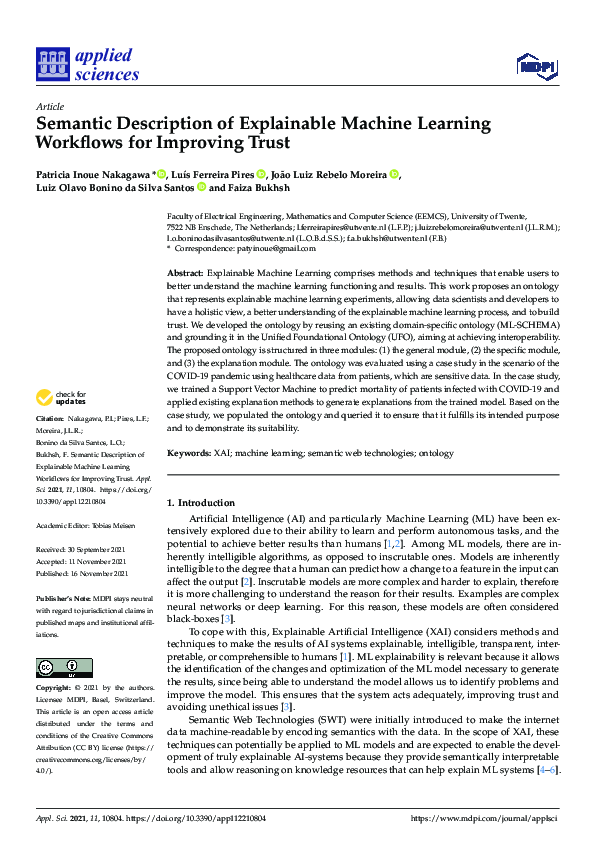 (PDF) Semantic Description of Explainable Machine Learning Workflows ...