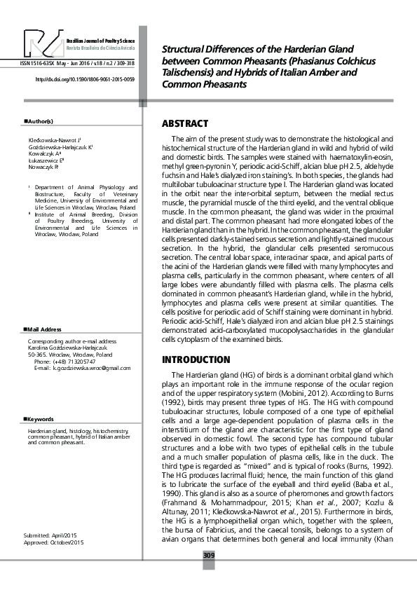 (PDF) Structural Differences of the Harderian Gland between Common ...