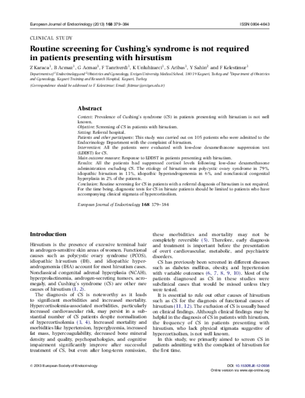 (PDF) Routine screening for Cushing's syndrome is not required in