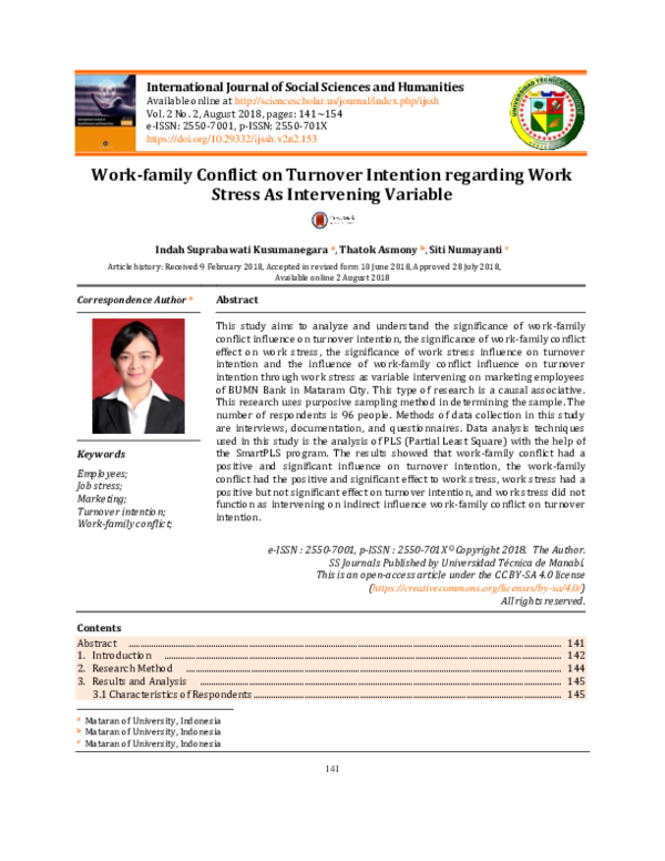 (PDF) Work-family conflict on turnover intention regarding work stress ...