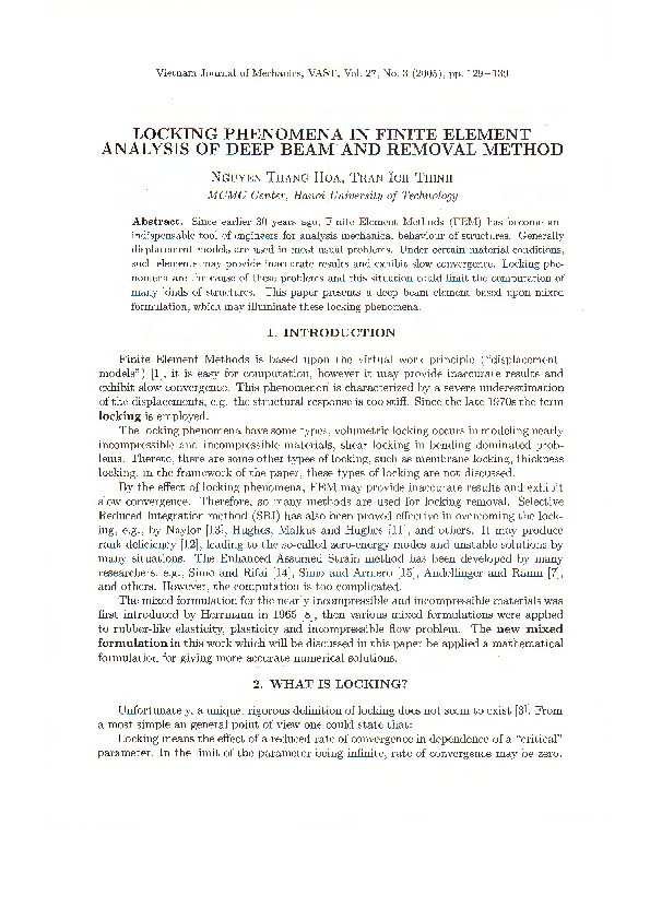 (PDF) Locking phenomena in finite element analysis of deep beam and ...