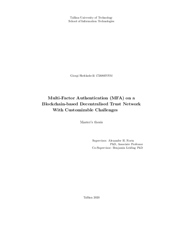 (PDF) Multi-Factor Authentication (MFA) on a Blockchain-based ...