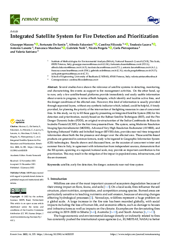 (PDF) Integrated Satellite System for Fire Detection and Prioritization