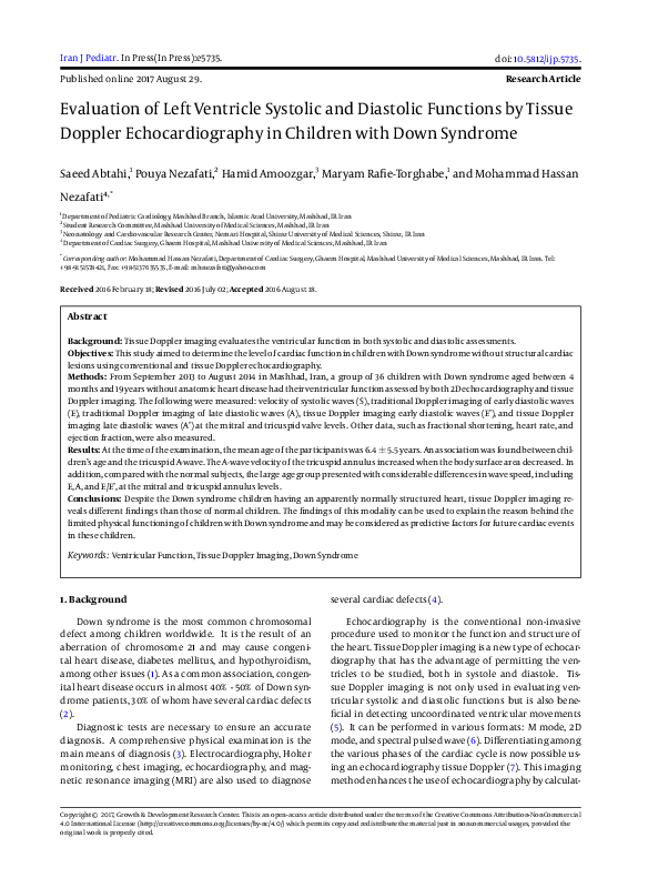 (PDF) Evaluation of Left Ventricle Systolic and Diastolic Functions by ...
