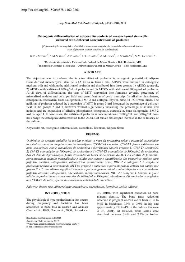 (PDF) The osteogenic differentiation of adipose tissue-derived ...