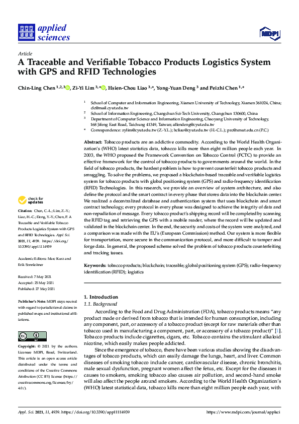 (PDF) A Traceable and Verifiable Tobacco Products Logistics System with ...