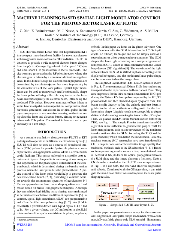(PDF) Machine Learning Based Spatial Light Modulator Control for the ...