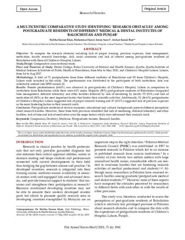 (PDF) A Multicentric Comparative Study Identifying ‘Research Obstacles ...