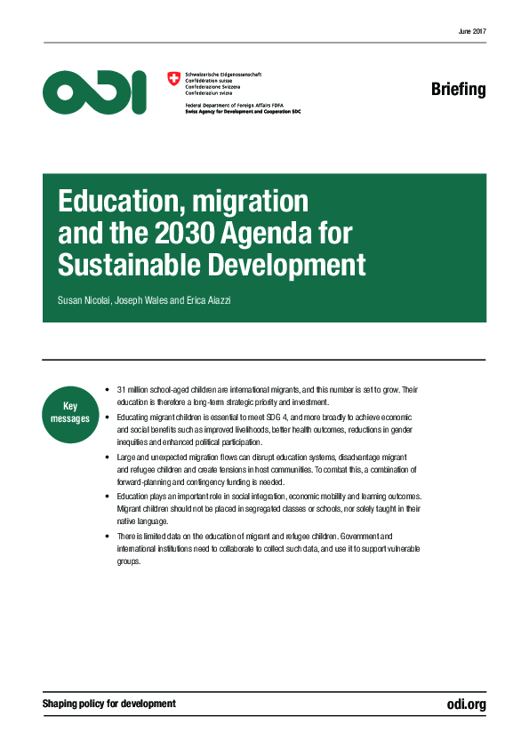 (PDF) Education , migration and the 2030 Agenda for Sustainable Development