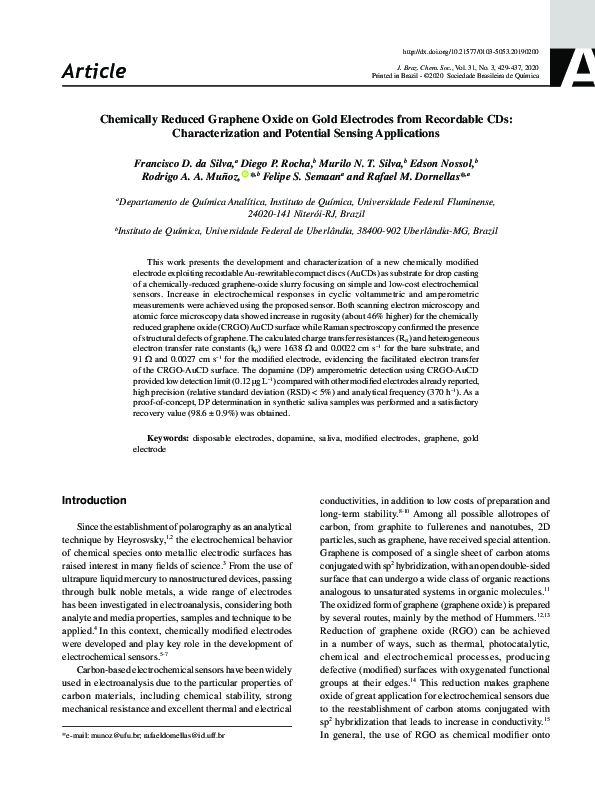 (PDF) Chemically Reduced Graphene Oxide on Gold Electrodes from ...