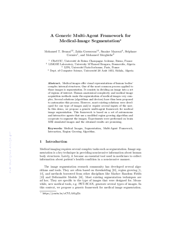 (PDF) A Generic Multi-Agent Framework for Medical-Image Segmentation