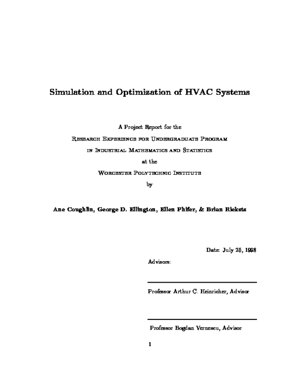 (PDF) Simulation and Optimization of HVAC Systems