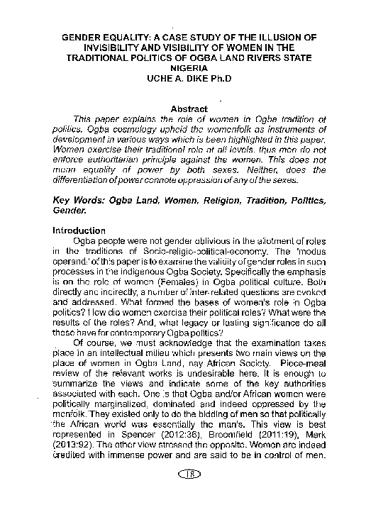 (PDF) GENDER EQUALITY: A CASE STUDY OF THE ILLUSION OF INVISIBILITY AND ...