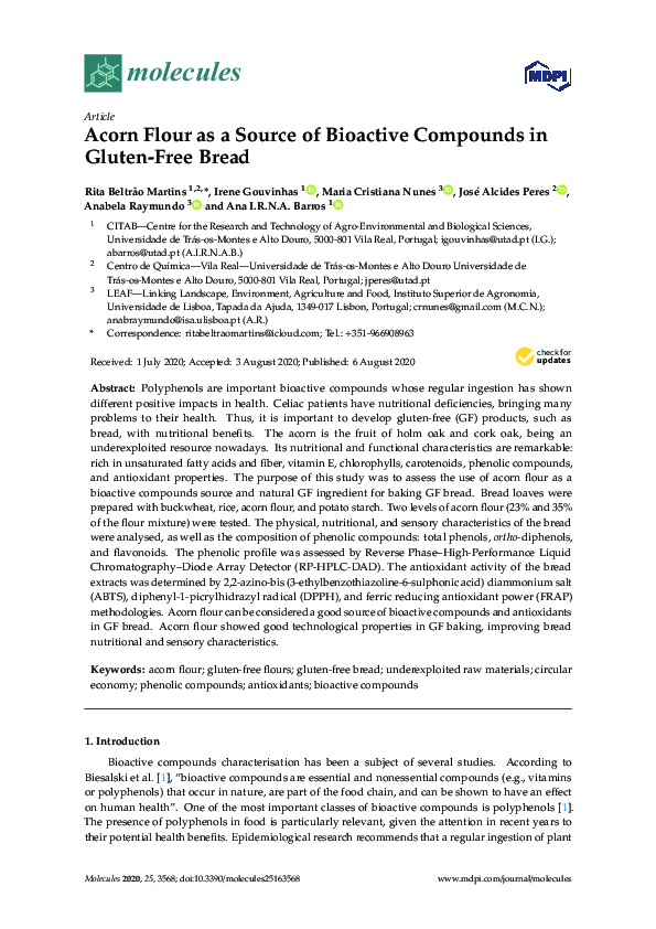 (PDF) Acorn Flour as a Source of Bioactive Compounds in Gluten-Free Bread