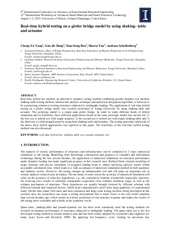(PDF) Real-time hybrid testing on a girder bridge model by using ...