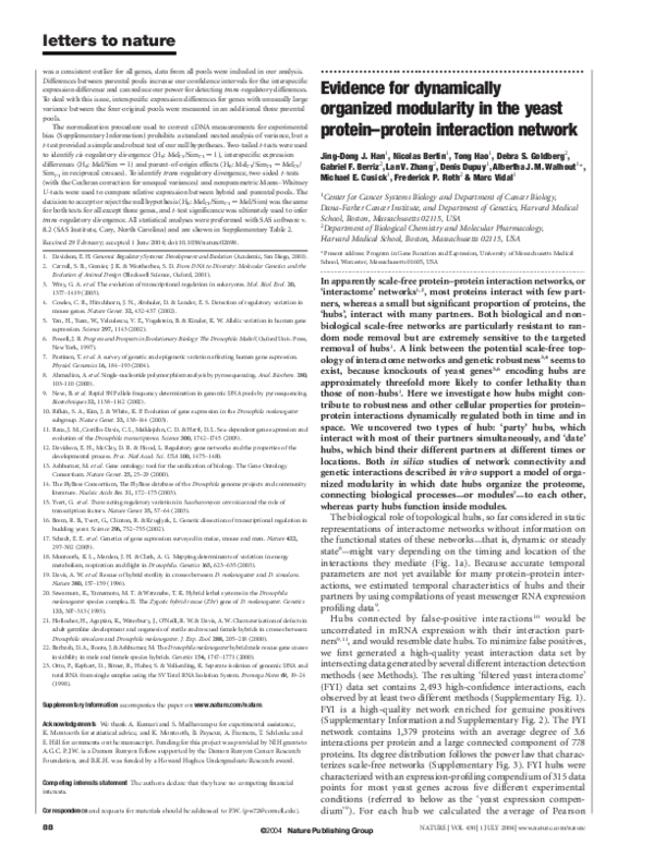 (PDF) Evidence for Dynamically Organized Modularity In the Yeast ...