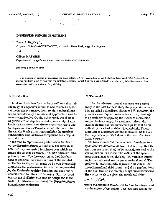 (PDF) Dispersion forces in methane