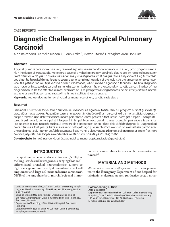 (PDF) Diagnostic Challenges in Atypical Pulmonary Carcinoid
