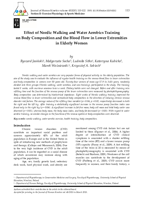 (PDF) Effect of Nordic Walking and Water Aerobics Training on Body ...
