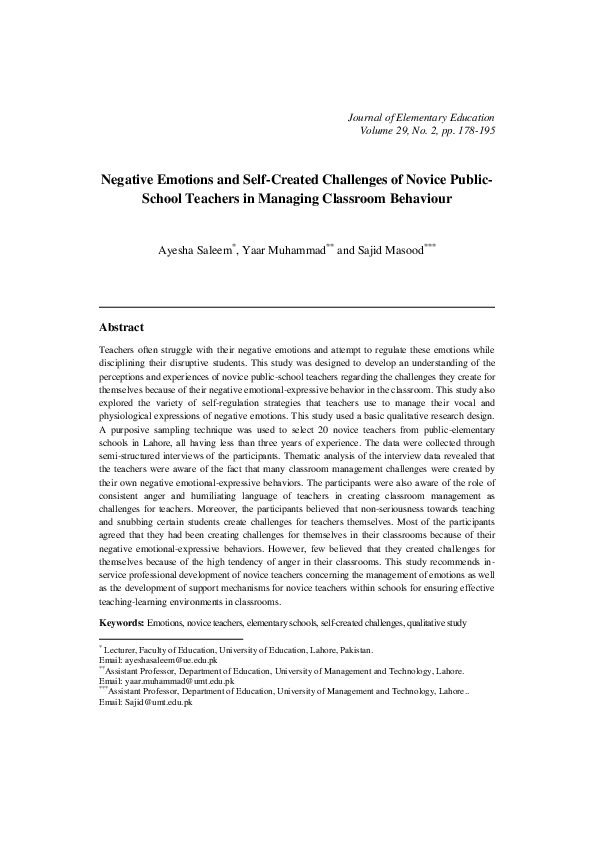 (PDF) Negative Emotions and Self-Created Challenges of Novice Public ...