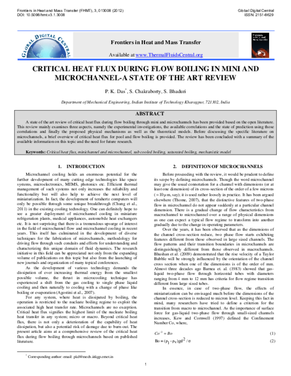 (PDF) Critical Heat Flux During Flow Boiling in Mini and Microchannel-A ...